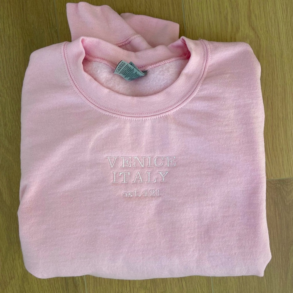 Venice Italy Embroidered Crewneck
